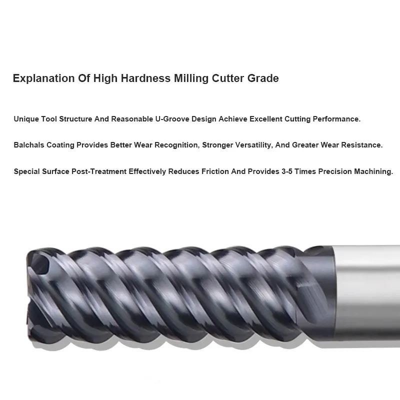 YIFINO HRC80 4-Flute High Hardness Milling Cutter Tungsten Steel Carbide Unequal spiral End Mill CNC Machining Endmill Tools