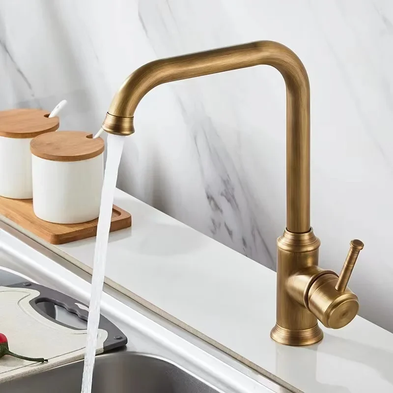 Black Kitchen Faucets Antique Bronze Faucet Kitchen Mixers Taps Cold And Hot Basin Sink Tap Water Mixers Antique Gold Chrome
