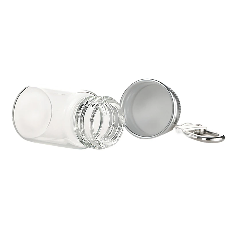 7/10ml Aufbewahrungsflasche mit Liebes-Schlüsselanhänger, transparente Glasflaschen, Aluminiumverschluss, leere Gläser, Flüssigkeitsbehälter, Spender, Deko – Detail 13