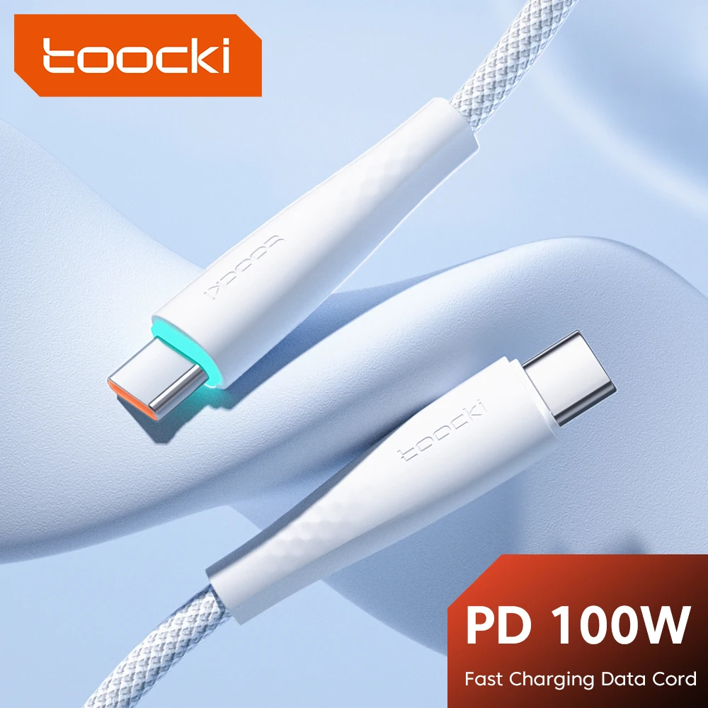 Toocki 100W USB C Cable 5A Fast Charging Type C Cable For Xiaomi 12 Poco f3 f4 Samsung 3.0 USB C To USB C PD Cable For Macbook