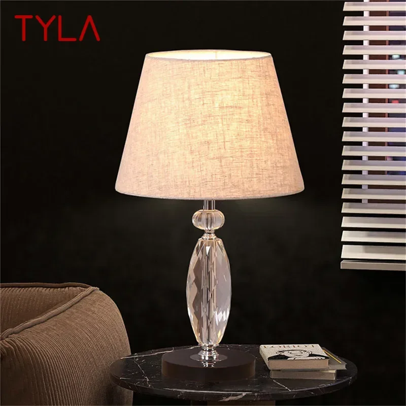 TYLA Modern Crystal Table Lamp LED Luxury Living Room Bedroom Study Villa Hotel Home Decoration Light