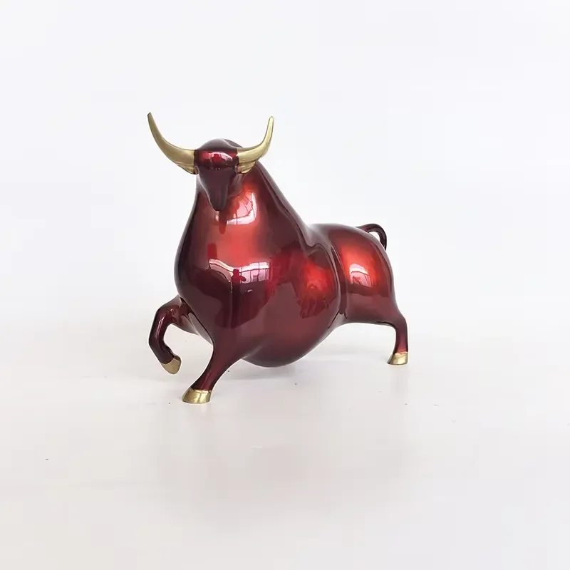 High Grade Souvenir Gift Copper Statue Crafts Ornament Metal Bull Sculpture Artistic Piece for Home Office Table Decor