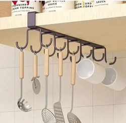 Iron 12 Hooks Storage Shelf Wardrobe Cabinet Metal Under Shelves Mug Cup Hanger Bathroom Kitchen Organizer Hanging Rack Holder