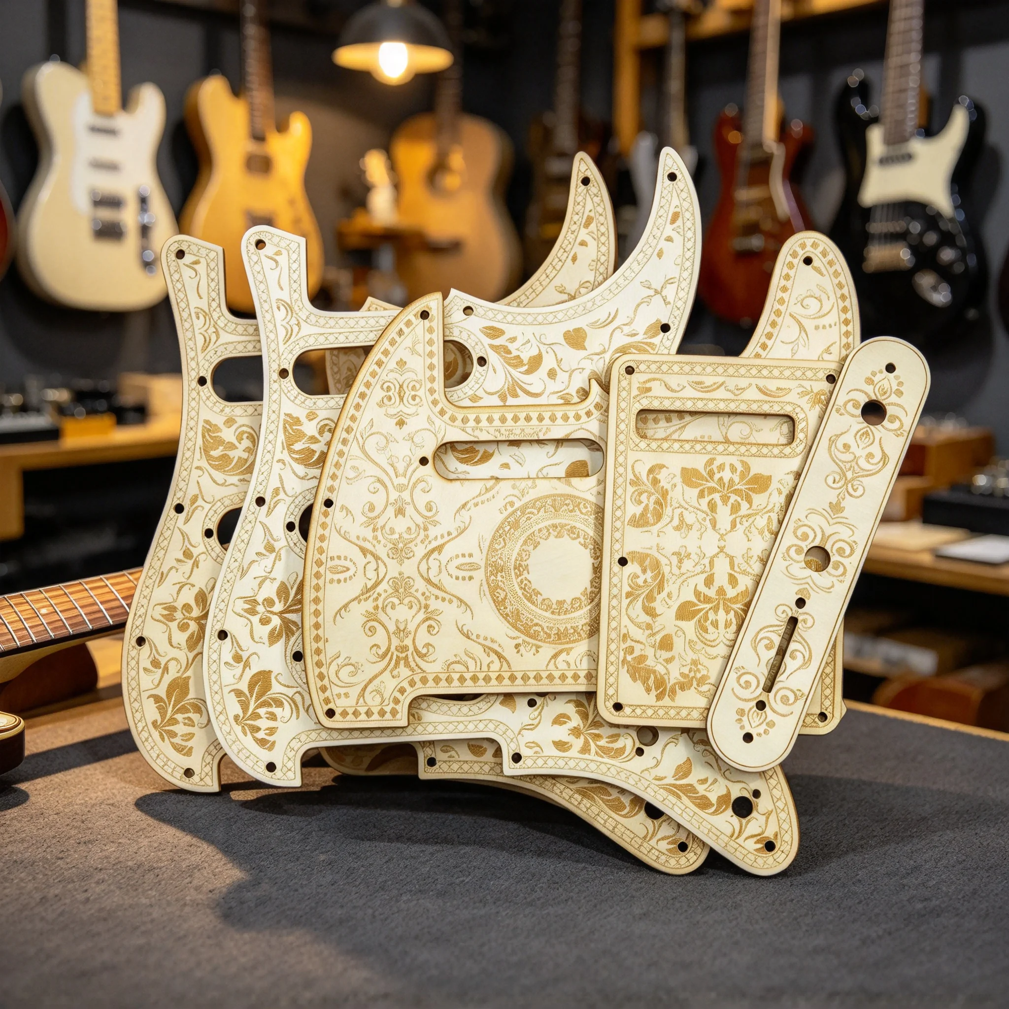 RUKOVA Linden Wood ST TL Electric Guitar Pickguard, Decorative Pattern Pick Guard for SSS / HSS Style Electric Guitar