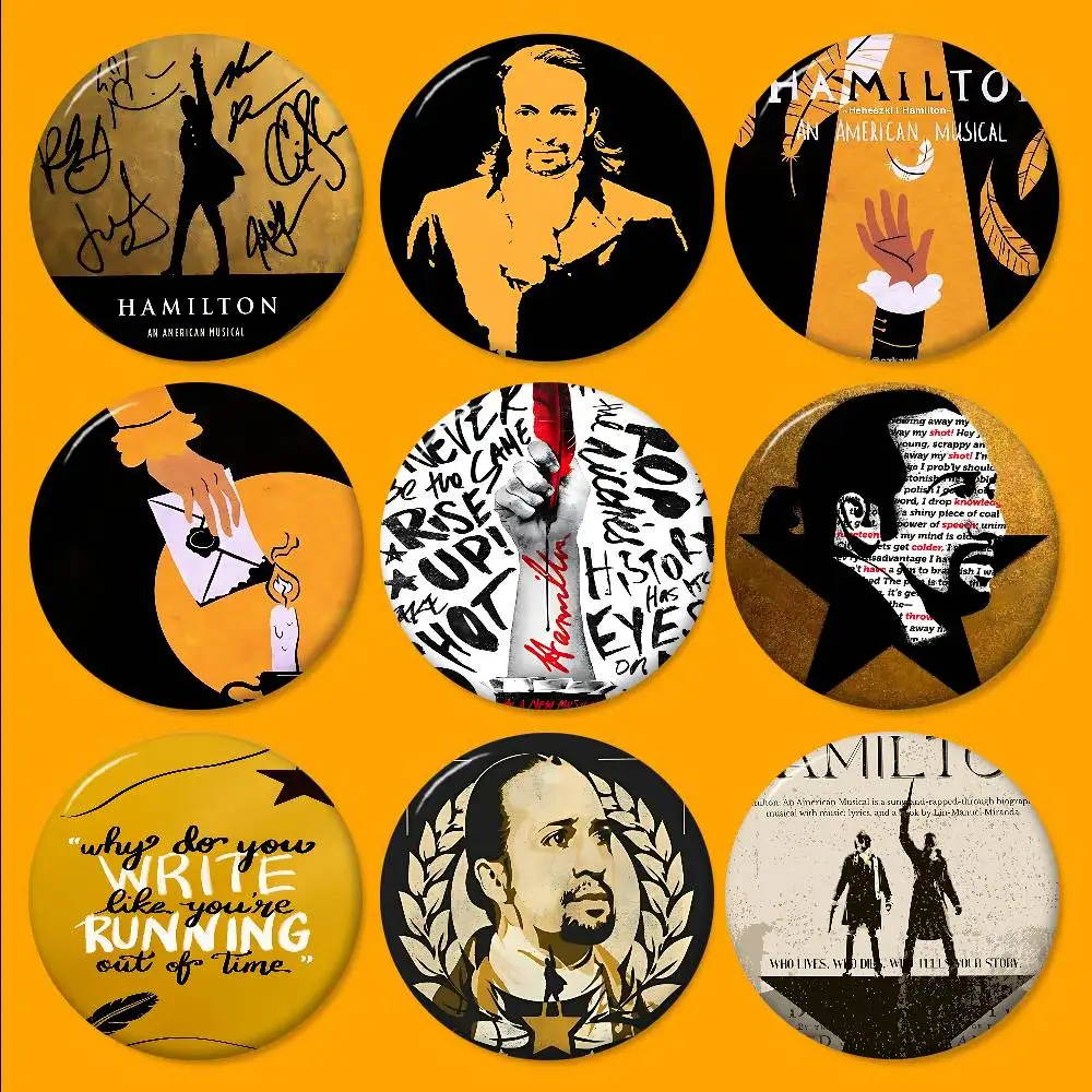 الأمريكية الموسيقية هاميلتون صفيح دبوس زر مخصص أنيمي دور المدرسة القديمة بروش الكرتون طوق شارة مجوهرات هدية المشجعين #1
