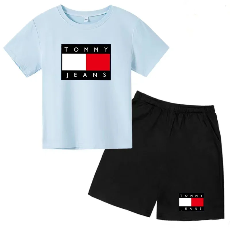 T-shirt et short à la mode pour garçons et filles, vêtements de sport pour tout-petits de 3 à 12 ans, ensemble de jogging décontracté, beaux vêtements de phare charmants, 2 pièces