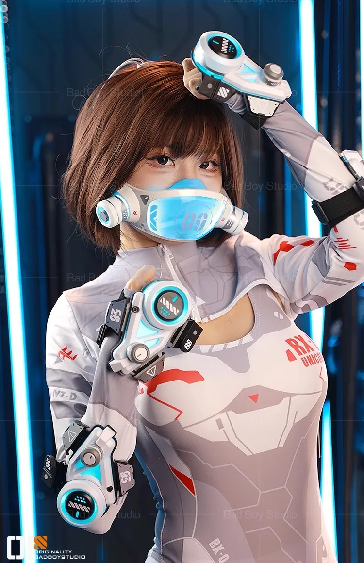 Spiel Cyberpunk Cosplay LED Licht Maske Für Frauen Musik Festival Helm Zubehör Sci-fi mechanische mechs Maske Halloween Masken