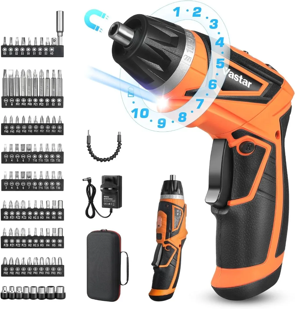 

8V Cordless Electric Screwdriver,89Pcs Rechargeable Power Magnetic Screwdriver Kit in Carrying Case,w/ 10+1 Torque Settings