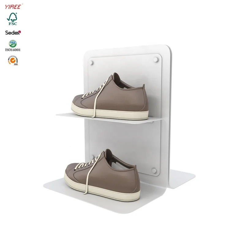 custom.Retail idea custom store fixture metal holder double ways sneaker shoe display rack stand for shop