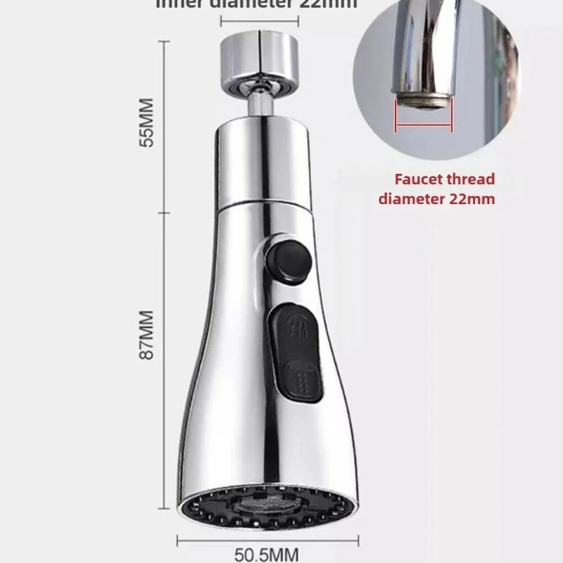 360° Rotating Kitchen Faucet Slim Waist Pressurized Anti-Splash Extended Filter Foam Universal Faucet Head Sprayer for Kitchen