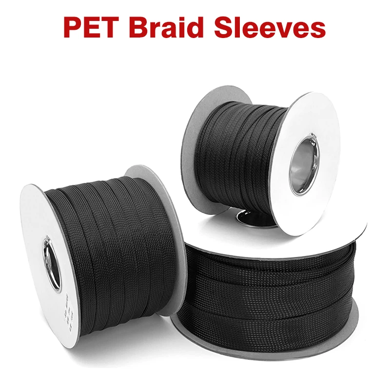 

5/10M Cable Sleeve 2 4 6 8 10 12 14 16 18 20 25 30 35 40 mm PET Expandable Cover Insulation Braided Nylon Sheath Wire Wrap Black