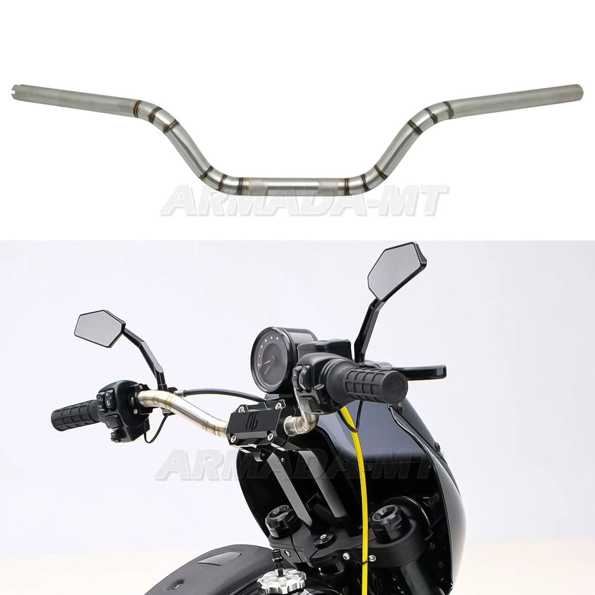 1'' 25mm Hand Welded Stainless Steel Handlebar Drag Bar For Harley Motorcycles with Electronic Throttle With Cable XL883 XR1200
