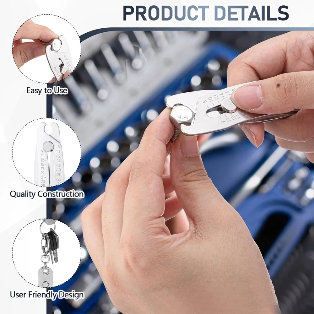Precise Thread Size Checker Keychain Caliper Portable Gauge Hexagonal Nut Quick Accurate Measurement Screw Thread Measuring Tool