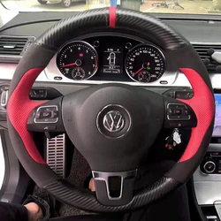Custom Car Steering Wheel Cover For Volkswagen VW Tiguan Lavida Passat B7 Jetta Mk6 MK5 Auto Interior Accessories Steering Wrap