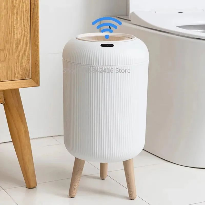 Poubelle automatique intelligente en plastique avec capteur de mouvement, petite poubelle à couverclepourchambreàcoucheretmaison