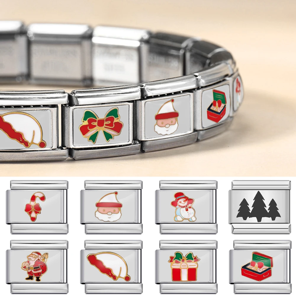 GEMOSA Festival Trendige Weihnachtsgeschenke Bunte Charm-Verbindungsperlen aus Edelstahl 9mm für DIY-Armband Italienischer Schmuck – Detail 1