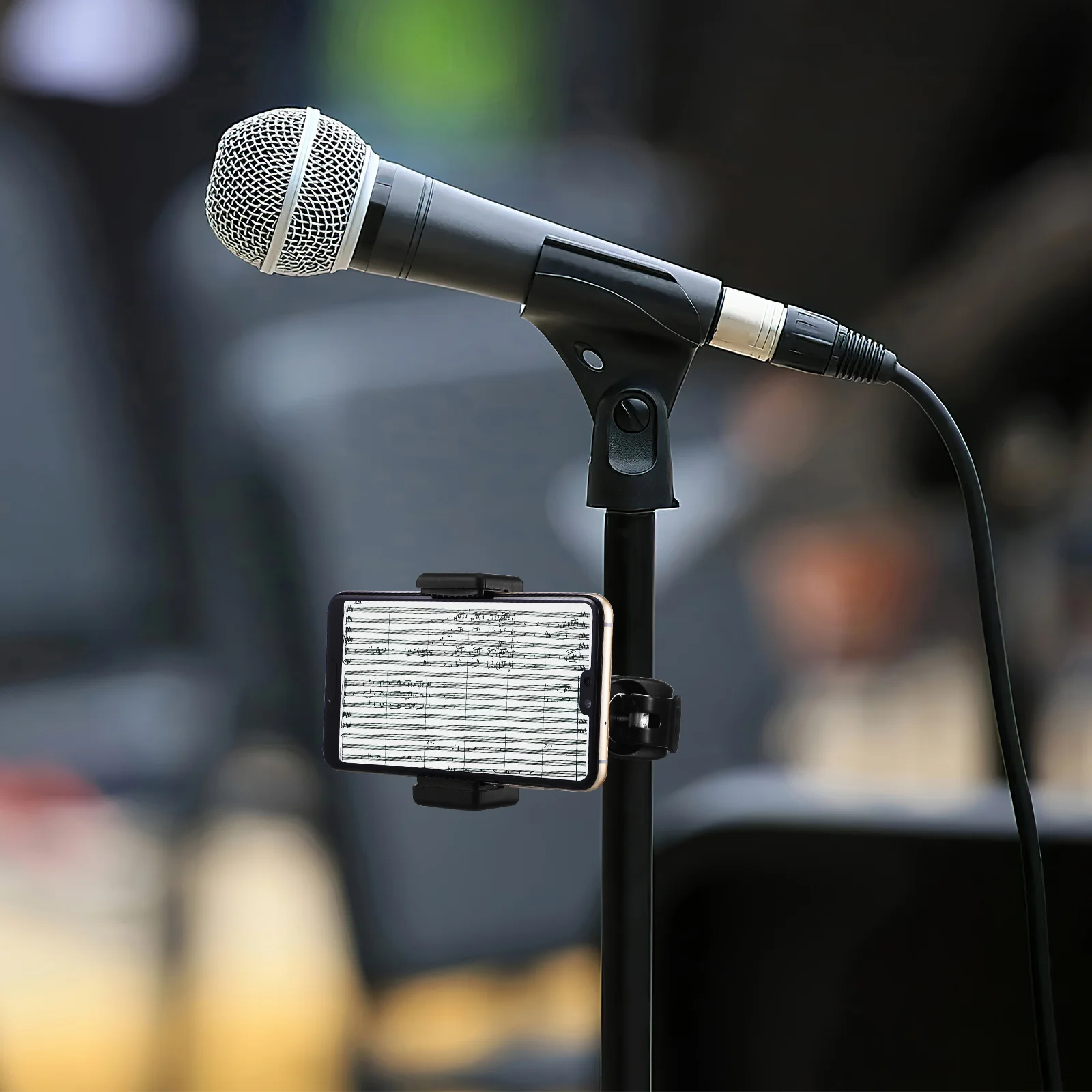 Microphone Stand 180° Rotation (1 Bicycle Clip + Mobile Holder Mount for Bike Desktop Tablet Cell Clips