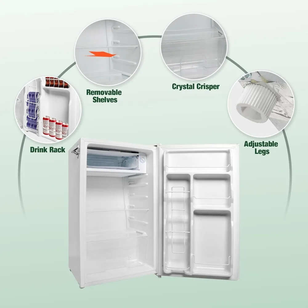 Мини-холодильник с морозильной камерой 3,2 куб. фута — компактный холодильник с 5-уровневым регулируемым термостатом — небольшой холодильник с одной дверью для
