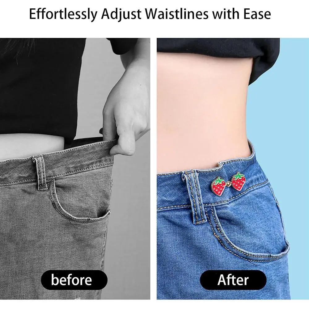 3 쌍 휴대용 교체 청바지 단추 재사용 가능한 딸기/개구리/버섯 바느질없는 금속 단추 수리 키트 허리 버클 청바지