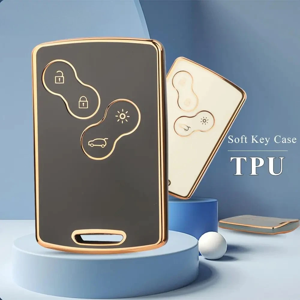 TPU Car Key Case Cover for Renault Duster Captur Clio IV Logan Megane Koleos Scenic Fluence Laguna 4 Button Fob Shell