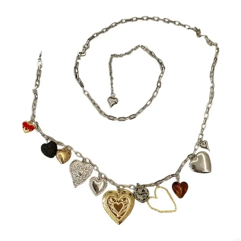 

L5YC Adjustable Heart Charm Waist Chain Flexible Metal Pendant Chain Belt Waist Jewelry For Women Evening Party Wear