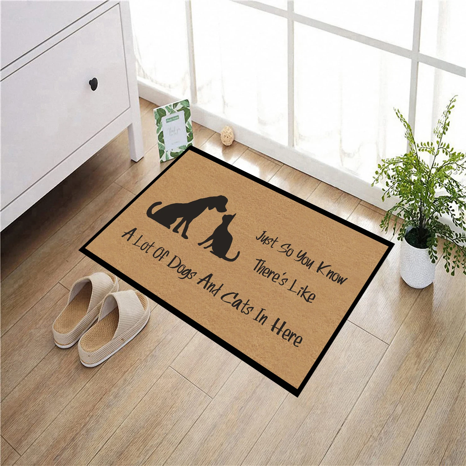 

Dog Cat Doormat for Front Door, There's Like Lot of Dogs and Cats in Here Door Mats, Funny Rugs for Entrance Way