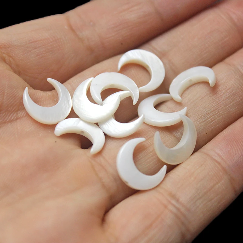 1 pieces/pack Natural Pearl Charm Shell Beads Moon White Shell Pendant Middle Aperture DIY Jewelry Making Necklace Accessories