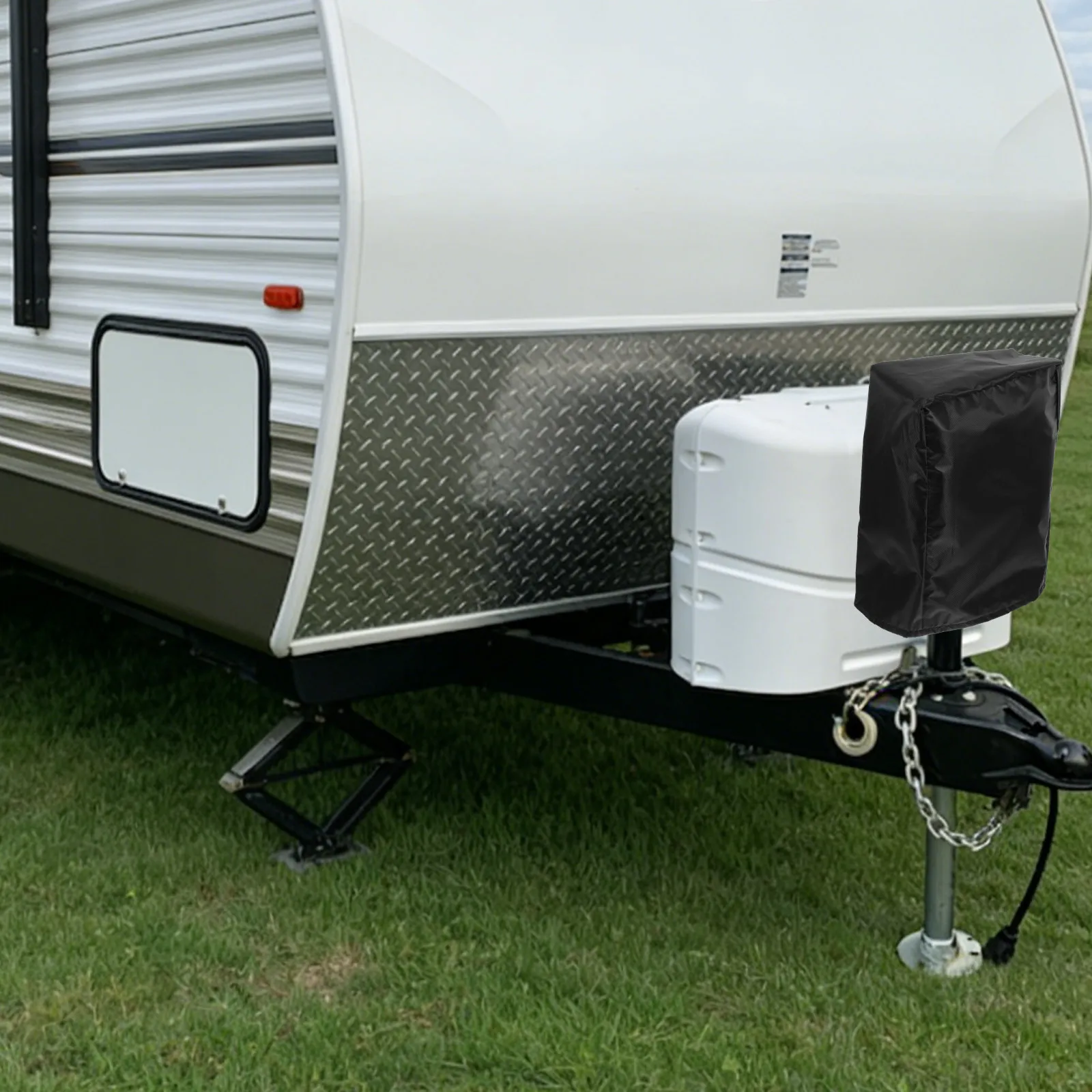 2Pcs Electric Tongue Jack Cover Waterproof 14x10x5inch Oxford Cloth Trailer Protective Cover Weatherproof Rv Camper Motorhome
