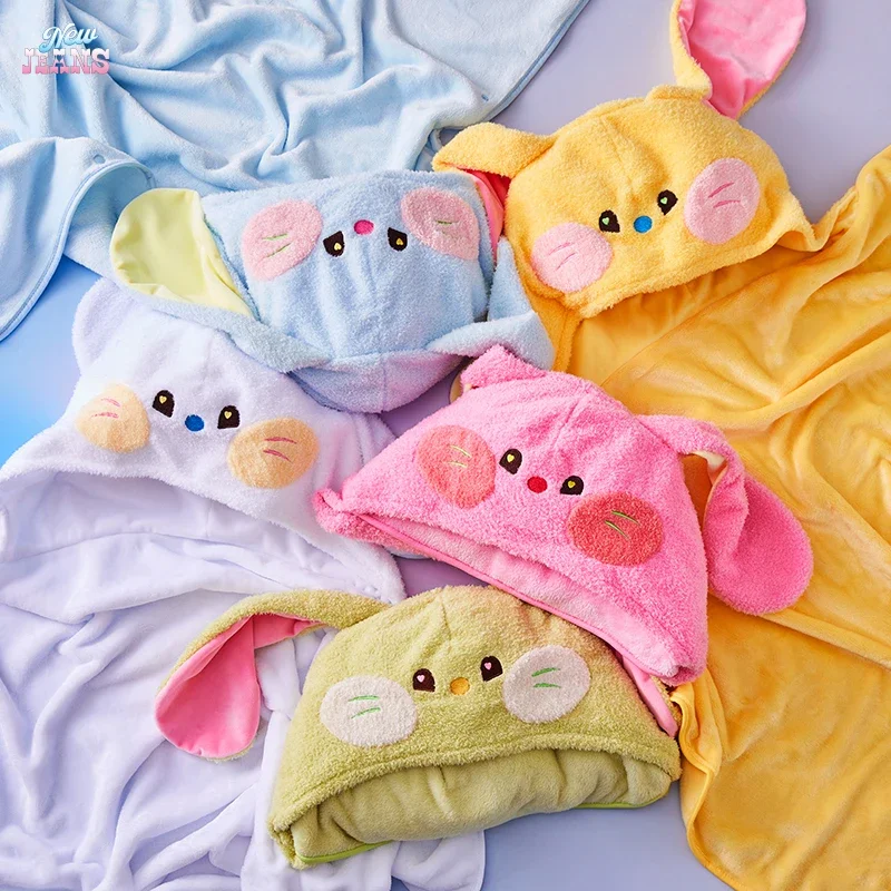 LINE FRIENDS Plush Hat Cute Cartoon Hooded Shawl Blanket Office Student Nap Keep Warm Cloak Thicken Throw Blanket Birthday Gift