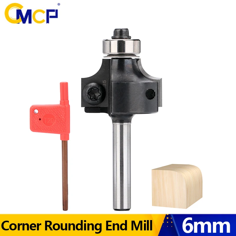 

CMCP CNC Milling Cutter 6mm Radius Replaceable Carbide Insert Corner Rounding End Mill for Woodworker Edge Trimming Bit