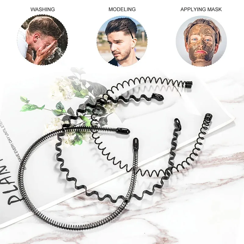 Metal Headband For Men Women Fashion Hair Bands Outdoors Sports Non Slip Smooth Elastic Teeth Comb Unisex Hair Accessories image 3