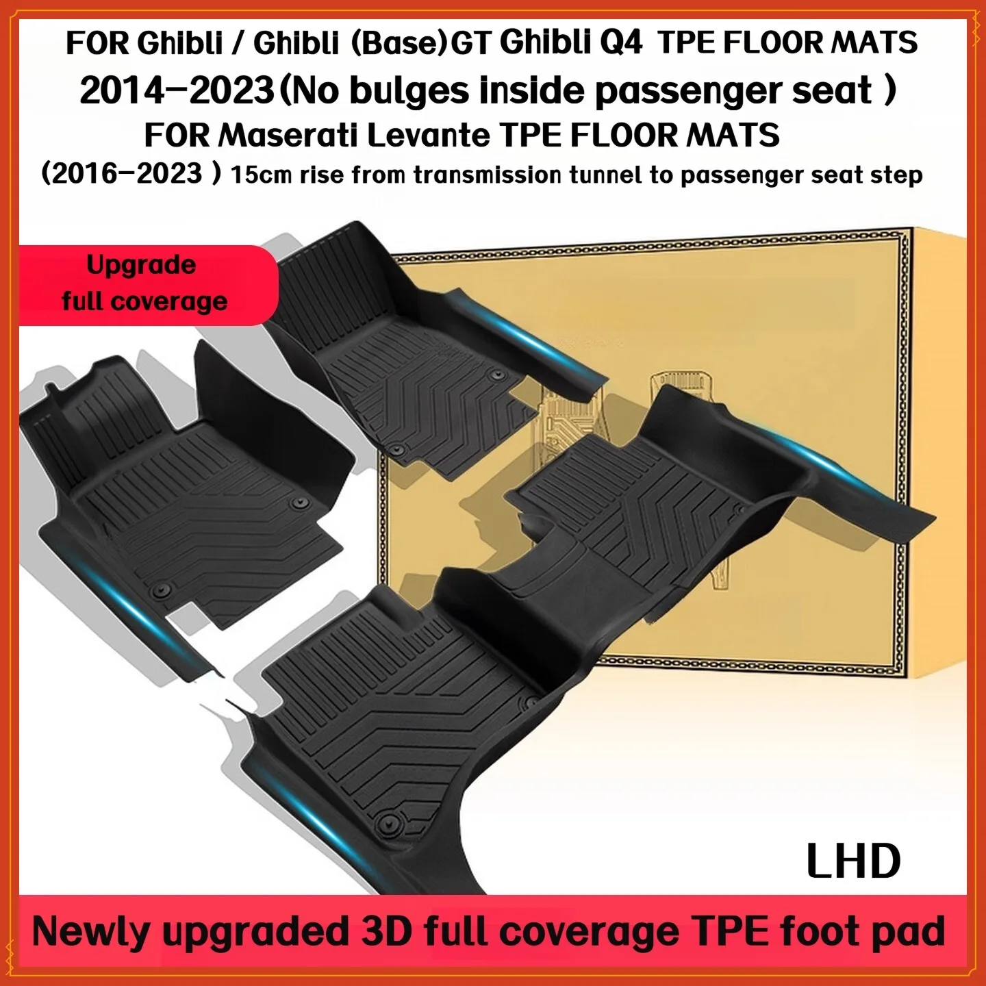 TPE Floor Mats For Maserati Levante/Ghibli/Base/Q4/GT 2014-2023 LHD Full Coverage Waterproof Surround threshold accessories