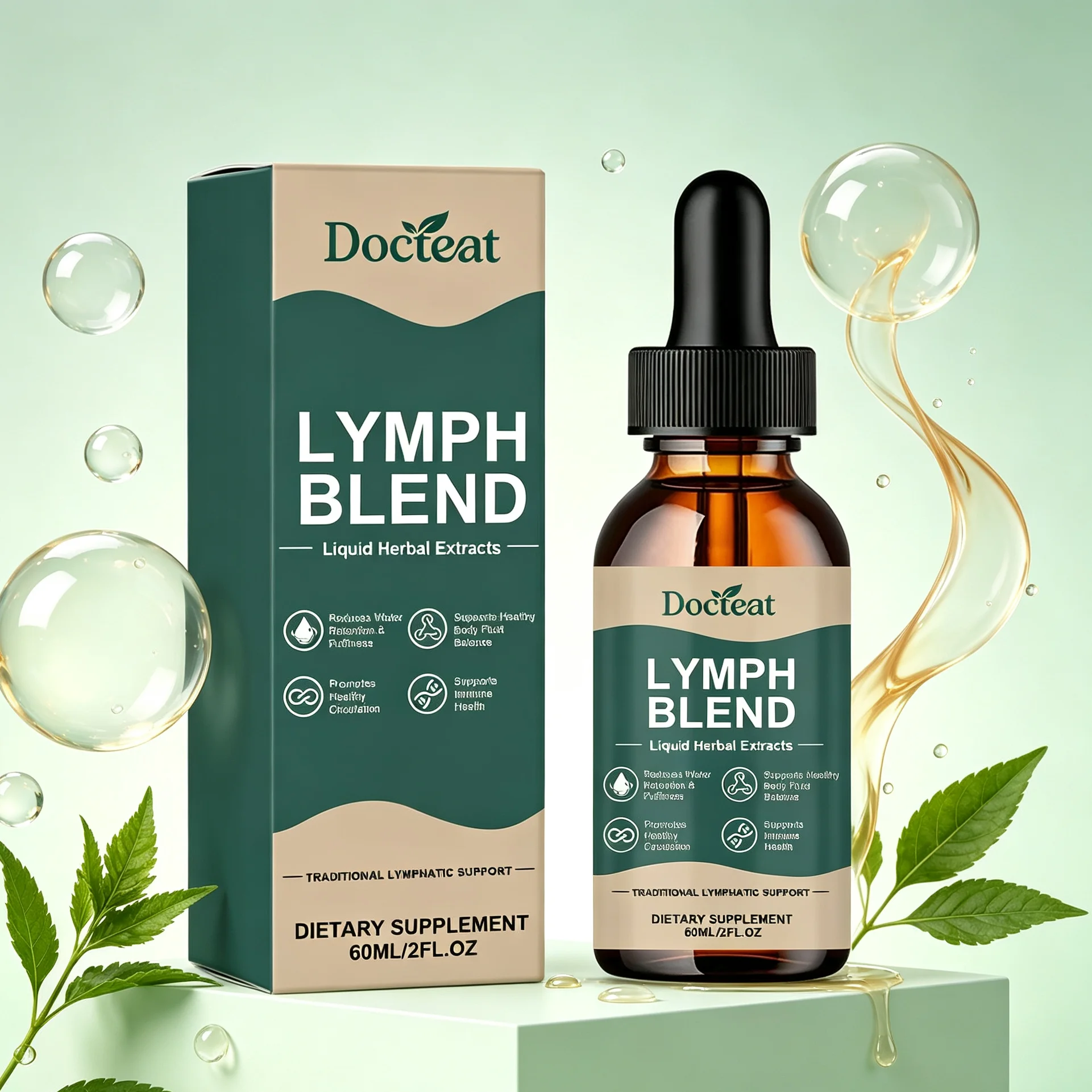 Lymphatic Drainage Drops Natural Herbal Lymph Detox Cleanse Liquid Support Immune Reduce Swelling Lymph System Care Supplement