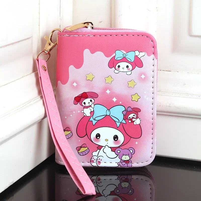 Sanrio Hello Kitty Coin Purse Anime Kuromi My Melody Woman Wallet Cartoon Portable PU Leather Zipper Coin Purse Girls Boys Gifts