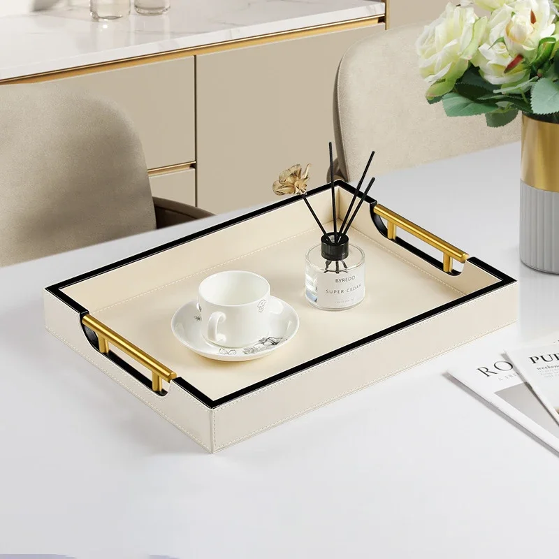 Metal Handle&Leather Storage Box,Light Luxury Box,Entryway Box.Metal Handle&Leather Tray