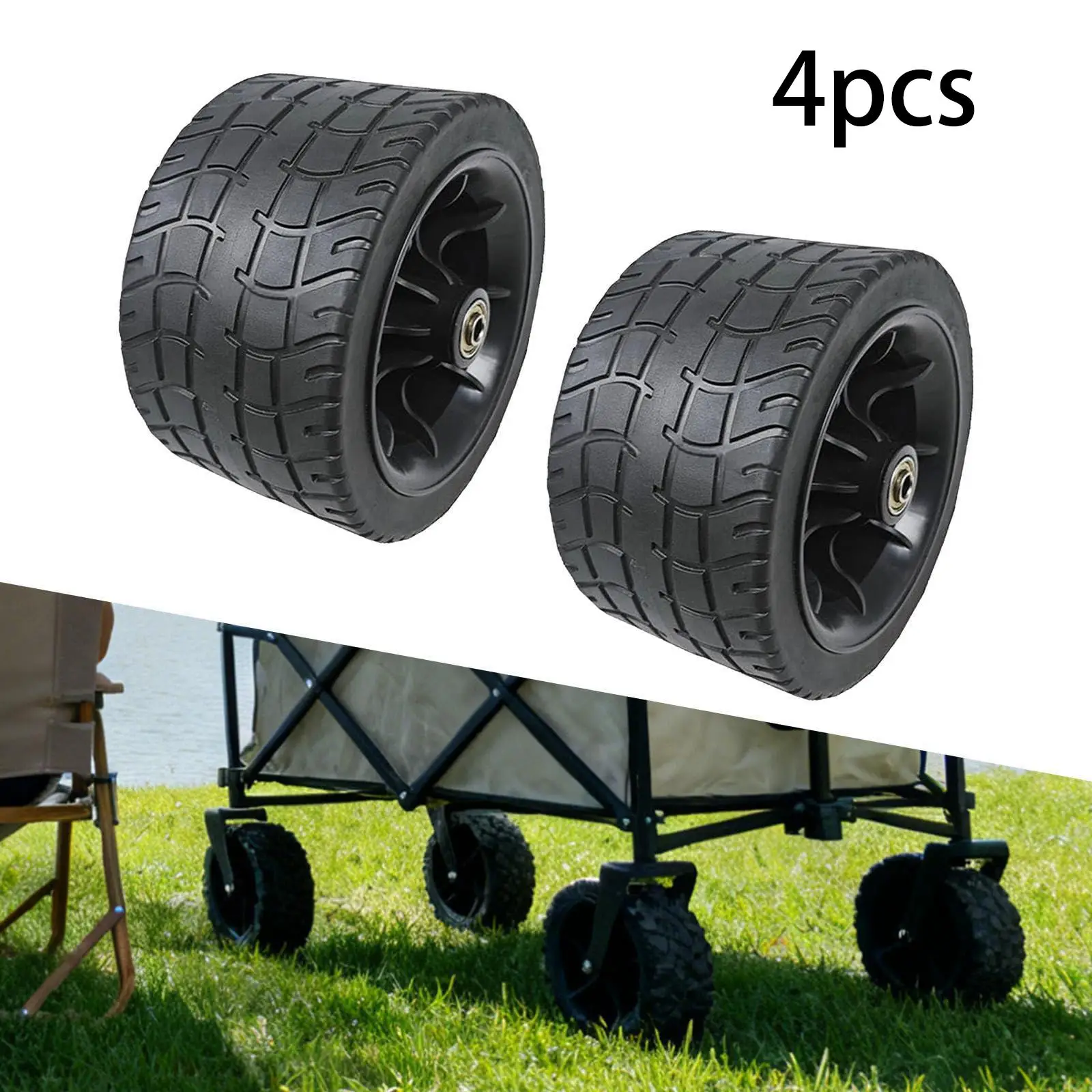 4x Camping Black Replacement in Smooth Bearings Easy Installation Professional Picnic Beach Tire