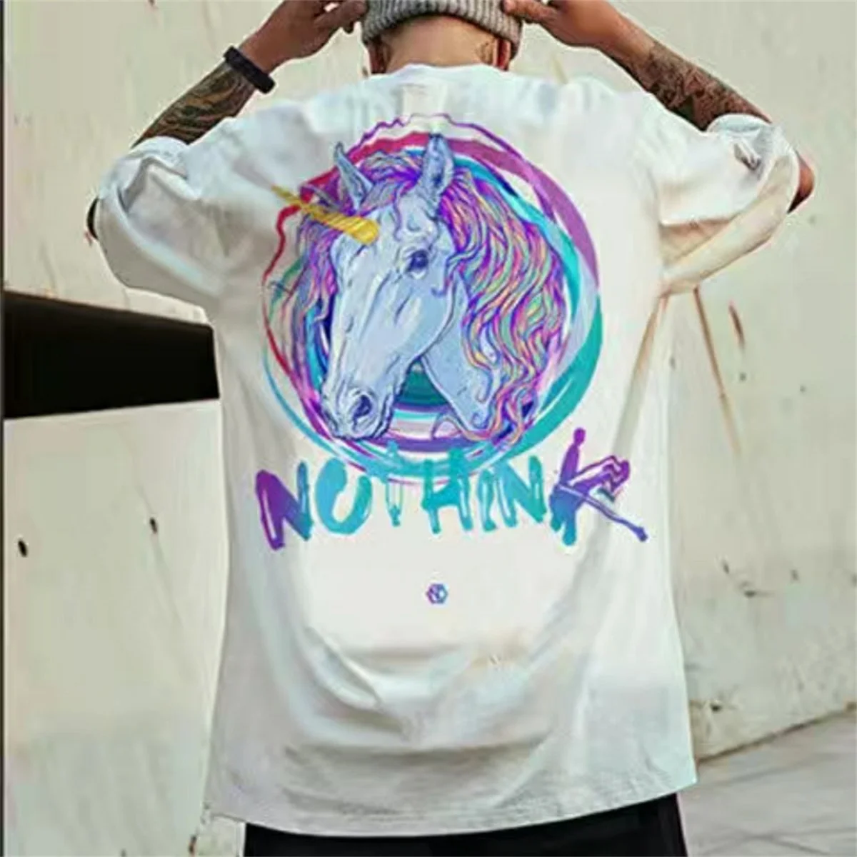 

Летняя забавная индивидуальная футболка с изображением единорога для пары, футболка с милым узором в виде лошади и животного, одежда для взрослых, футболки, топы