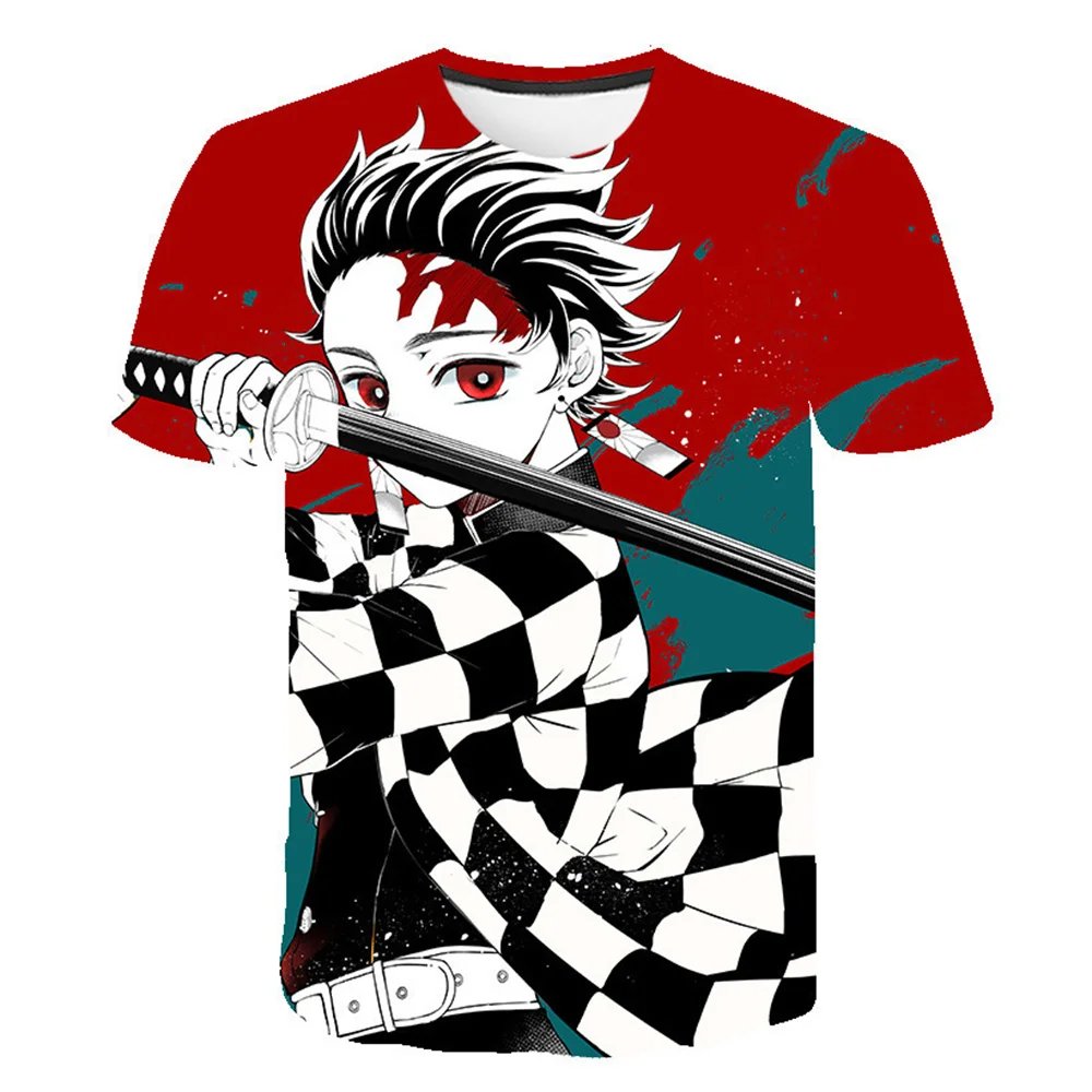 Demon Slayer T-Shirt Tanjiro Kamado Nezuko Cosplay Short Sleeve Men's T Shirt 2024 Summer Anime Manga Tops Casual Men Clothing