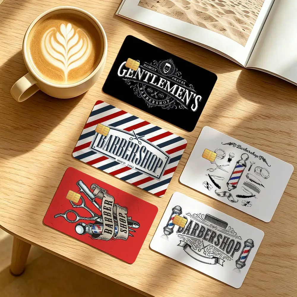 Fashion B-Barber Shop Credit Card Public Transportation Cards Protective Sticker Waterproof Card Face Decoration 4PCS