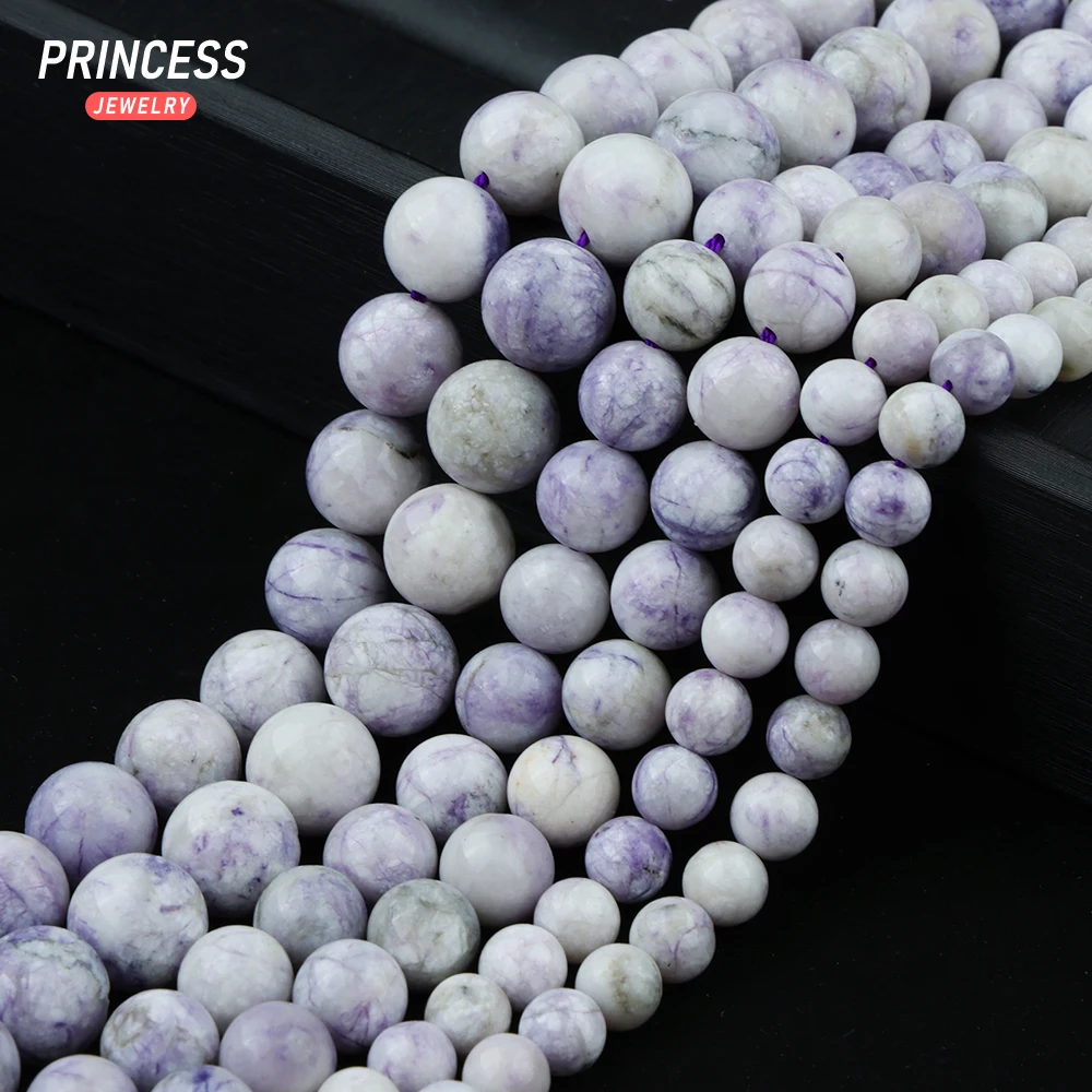 

A+ Natural Purple Howlite 6 8 10mm Loose Beads for Jewelry Making Bracelets Wholesale Turquoise Beads DIY Accessories