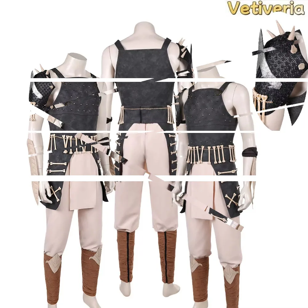 

Male Baraka Cosplay Costume Top Pants Belt Outfits Game Mortal Kombat 2 Fantasy Clothing Halloween Carnival Party Disguise Suit