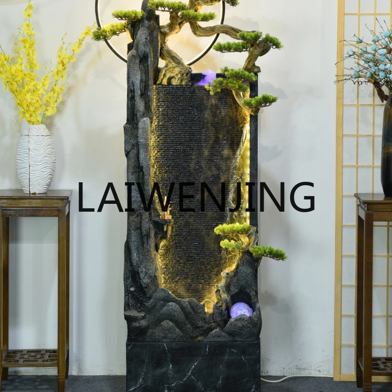 

New Chinese Style Rockery Loop Water Fountain Office Welcome Pine Water Curtain Wall Floor Living Room Decoration