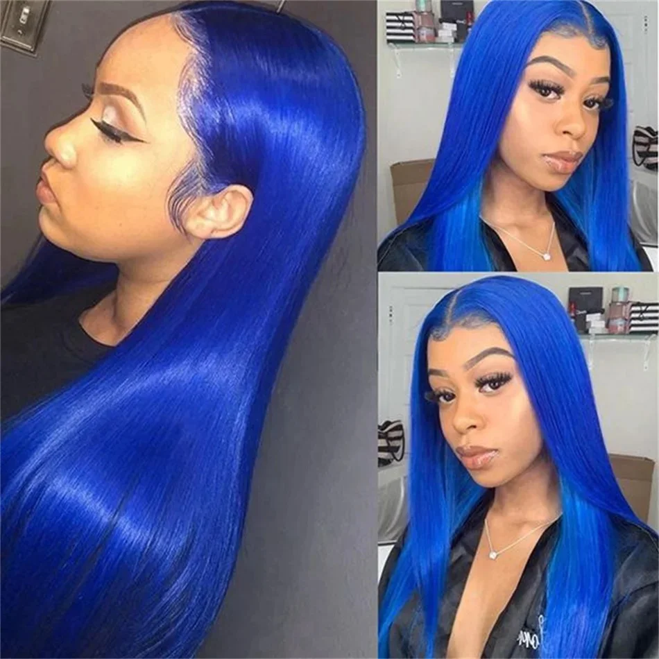 

Wigs Human Hair Blue 13x4 Glueless Wigs Human Hair for Women 13x6 Straight HD Lace Wig 100% Human Hair Wear and Go Pre Plucked