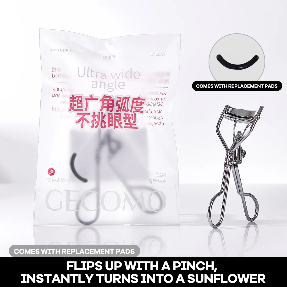 GECOMO Long-lasting Eyelash Clip, Long-lasting Styling Model, Beginner Eyelash Clip, Wide-angle eyelash curler,Makeup tools