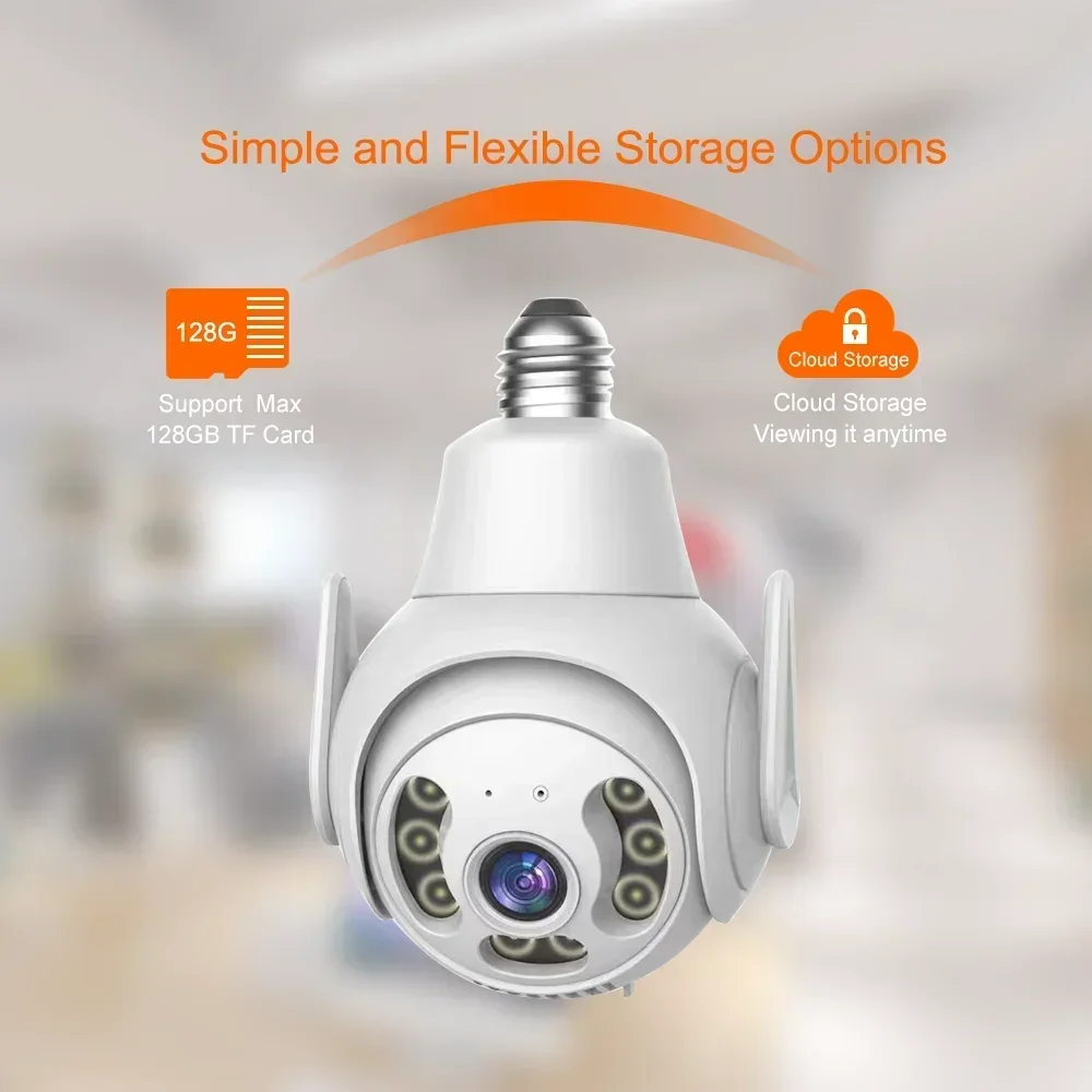 E27 Bulb 1080P Wifi Surveillance Camera 4X Digital Zoom Auto Human Tracking Full Color Night Vision Indoor Security Monitor