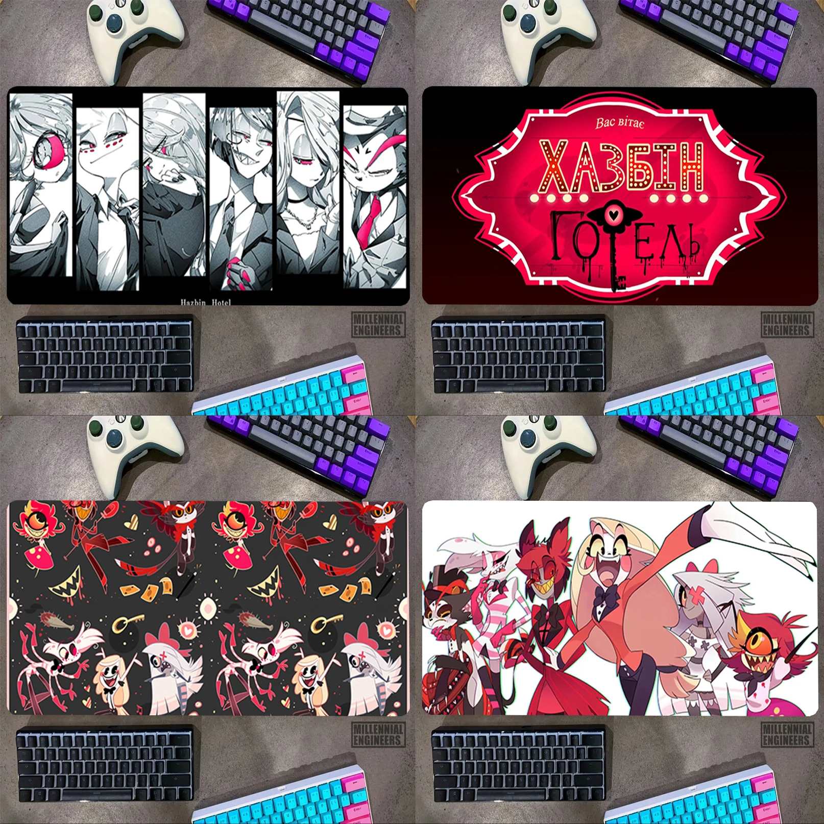 

H-Hazbin Cartoon Hotels Mouse Pad Gaming Mats Mousepad Gamer Desk Mat Office Accessories Keyboard Big Mousepepad Extended Large