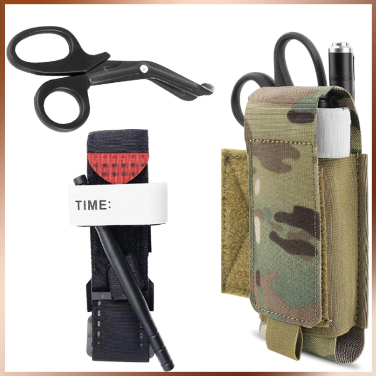 All-Purpose Molle Tactical Tourniquet Pouch Holder Trauma Shears EMT Storage Bag for Outdoor Hanging Accessories Compatible