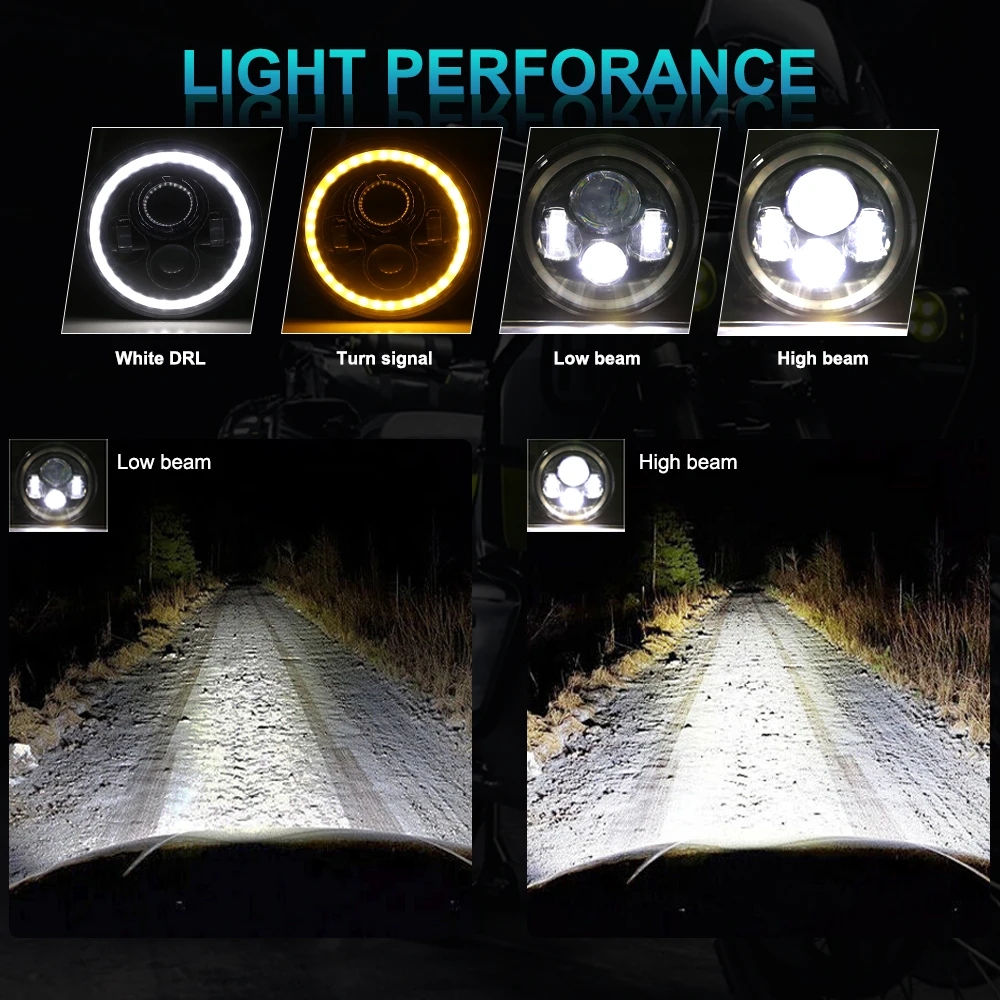 2 szt. Samochodowe 7 "reflektory Led Hi/Low H4 Halo kątowe do miejskiego Harley BMW Jeep JK 4x4 Suzuki Samurai Jeep Wrangler Off Road — zdjęcie 7
