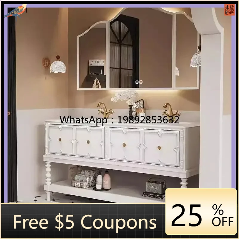 

O2-9 high-end French combination washbasin wash basin solid wood bathroom floor-to-ceiling bathroom cabinet