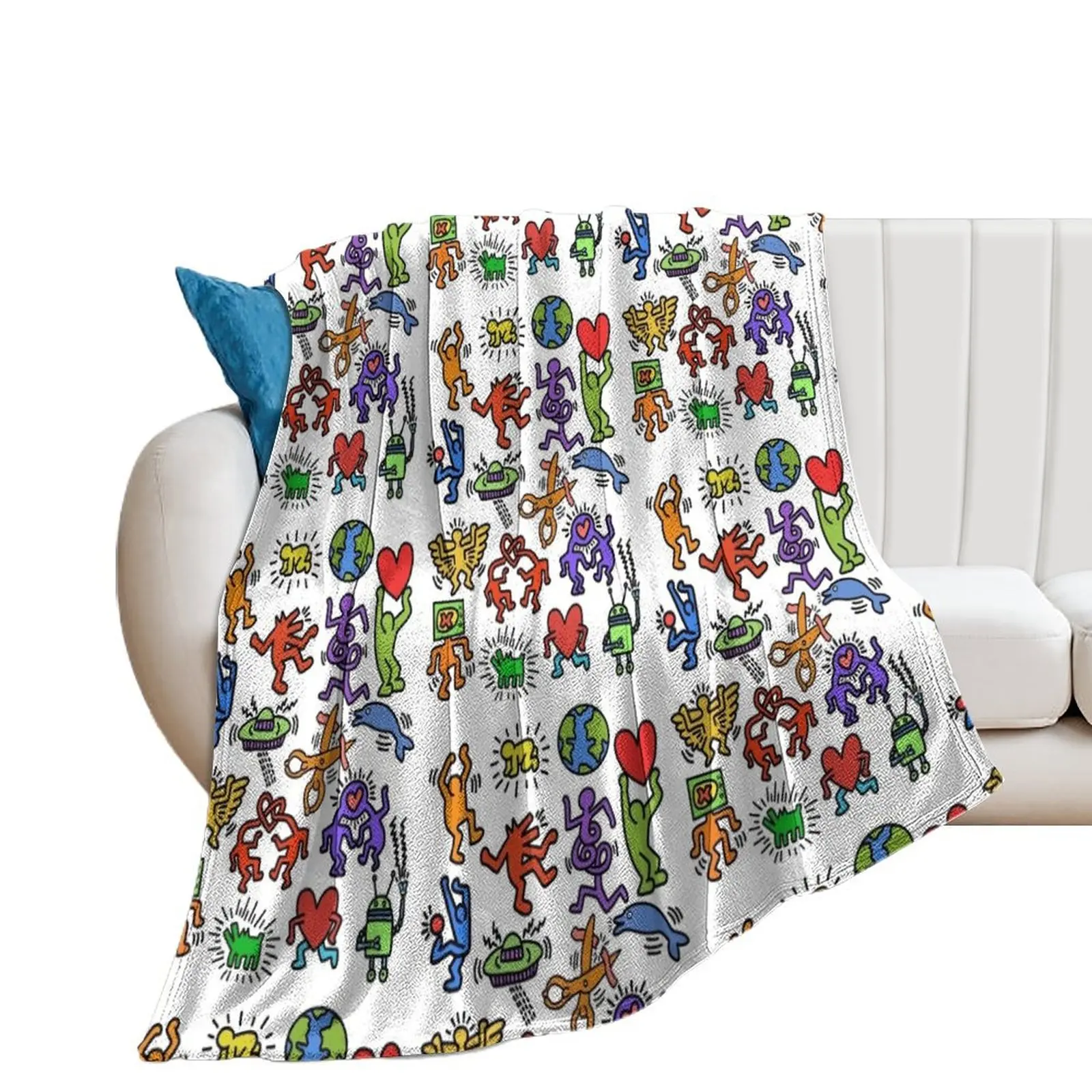 

Haring Symbols Throw Blanket Thermal Luxury St Thin Blankets